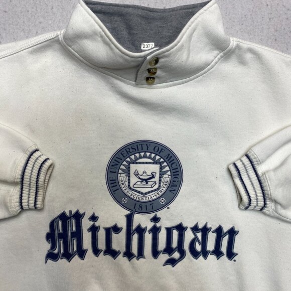 Vintage University Of Michigan Sweatshirt Mens M White Fleece Pullover Logo 90s - Picture 2 of 13